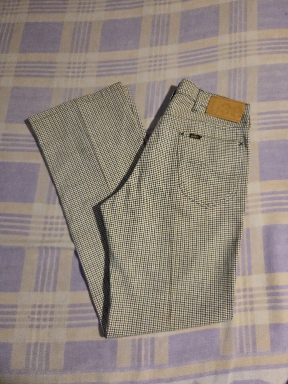 Vintage 70s LEE Boot Cut Flair Houndstooth Rider Sleek Flared Pants 30x30 Funky